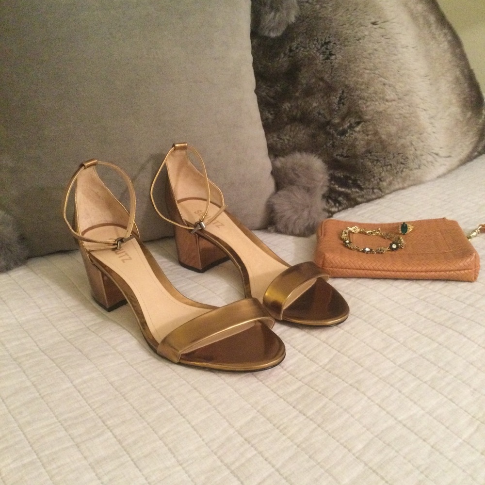 SCHUTZ Chimes bronze Block Heel Sandals 8.5 - Picture 3 of 16